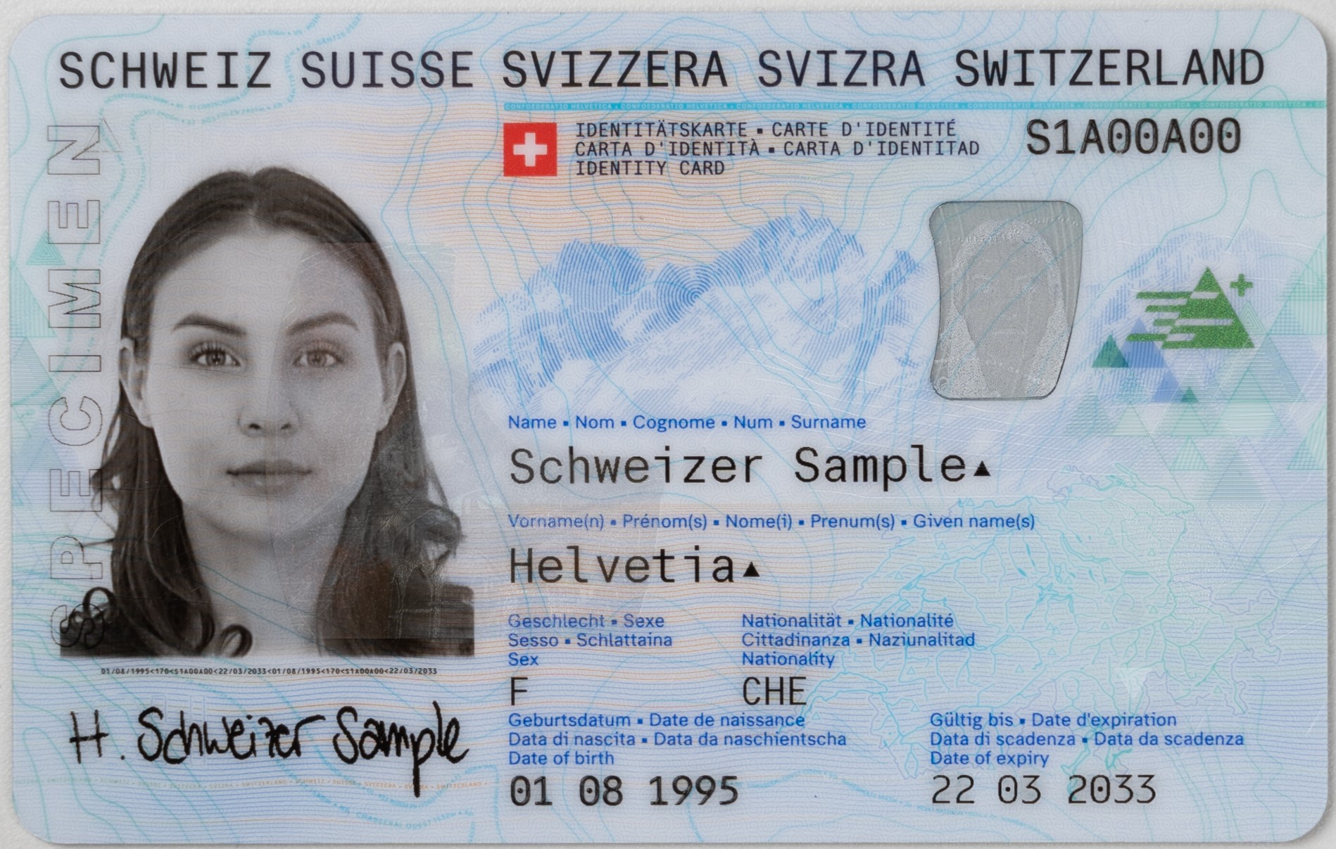 Spécimen de carte identité suisse